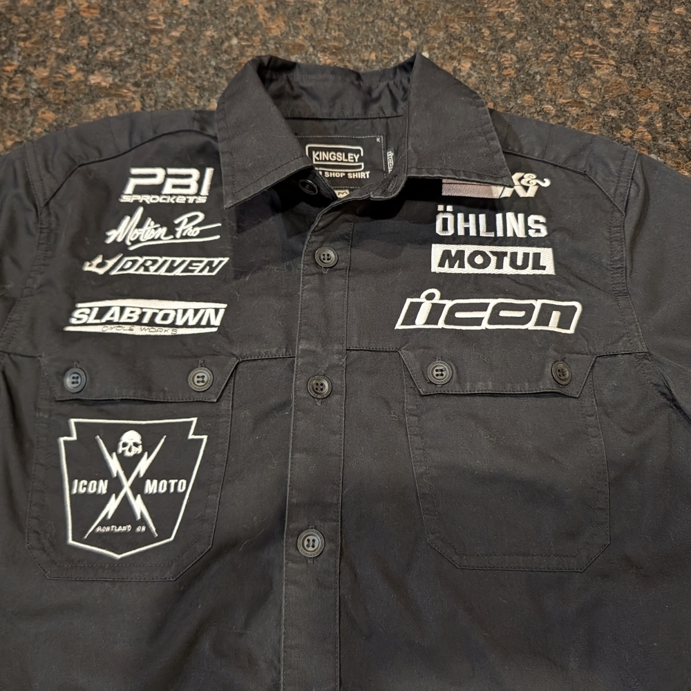 Icon Motorsports Kingsley Men’s Black Button-Up Team Shop Motorcycle Gear (S) - Picture 4 of 7